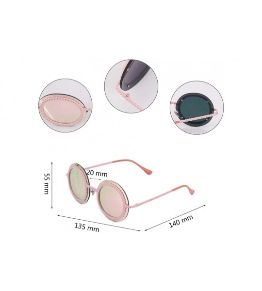 Square Womens Oversized Pearl Rhinestone Sunglasses Stylish Design Eyewear - Pink Reflect1518 - CN18R37CYD0 $25.01