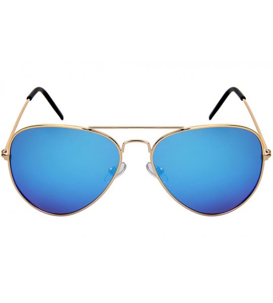 Aviator Classic Aviator Sunglasses Polarized Lens 25095A - 25095a-gold Frame/Blue-white Mirrored Lens - CL18DY9RW8Z $18.89