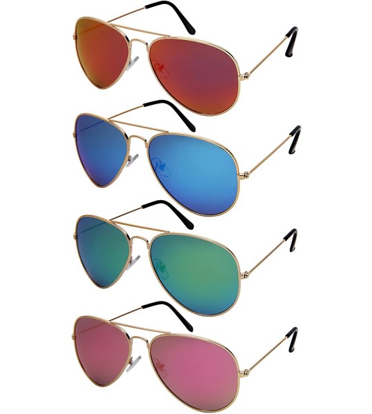 Aviator Classic Aviator Sunglasses Polarized Lens 25095A - 25095a-gold Frame/Blue-white Mirrored Lens - CL18DY9RW8Z $18.89