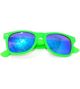 Wayfarer Vintage Retro Classic Mirror Reflective Lens Style Sunglasses (Green Frame) - CH11D2NAVPH $18.50