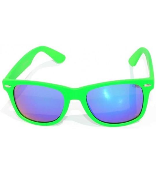 Wayfarer Vintage Retro Classic Mirror Reflective Lens Style Sunglasses (Green Frame) - CH11D2NAVPH $18.50