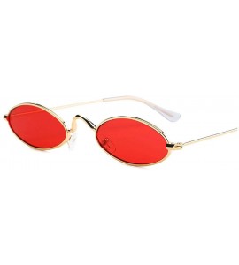 Oval Classic Metal Small Glasses Designer Brand Trend Sunglasses Women Sexy Adult Eyeglasses - Gold-red - C2197A3ETTL $29.25