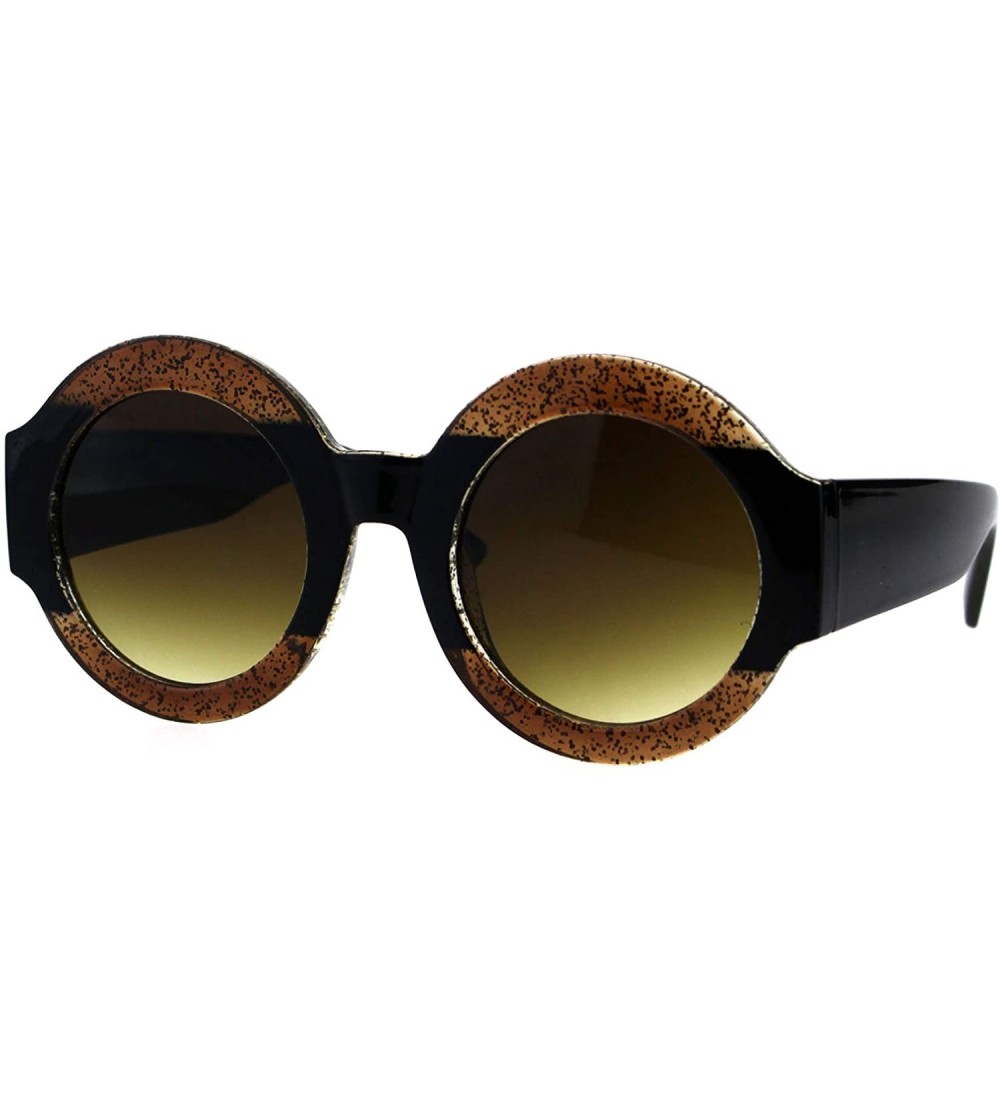 Round Thick Round Circle Frame Sunglasses Womens Stylish Chic Shades UV 400 - Brown Black Brown - C118NUUR5C7 $19.04