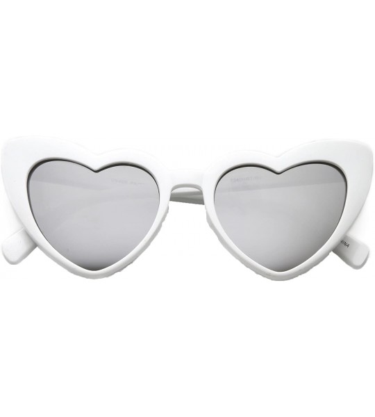 Cat Eye Fashion Culture Women's Lolita Heart Cat Eye Mirrored Sunglasses - White - CS18CNHE70A $26.25