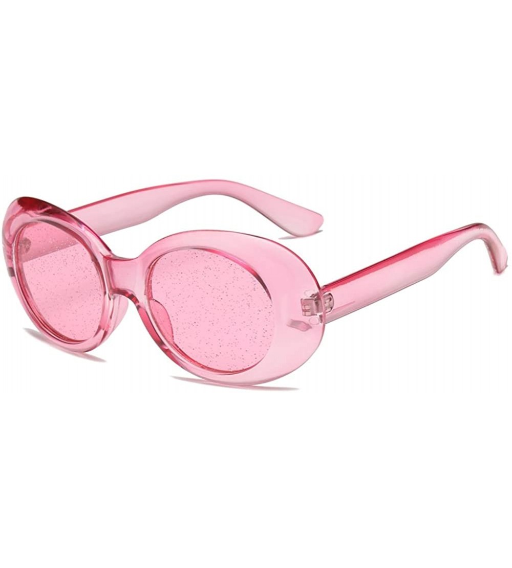 Oval Clear Transparent Sunglasses Women Candy Color Big Oval Frame Sun Glasses Female - Pink - C418DTOTD5L $19.02