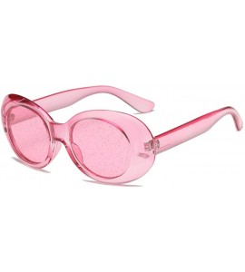 Oval Clear Transparent Sunglasses Women Candy Color Big Oval Frame Sun Glasses Female - Pink - C418DTOTD5L $19.02