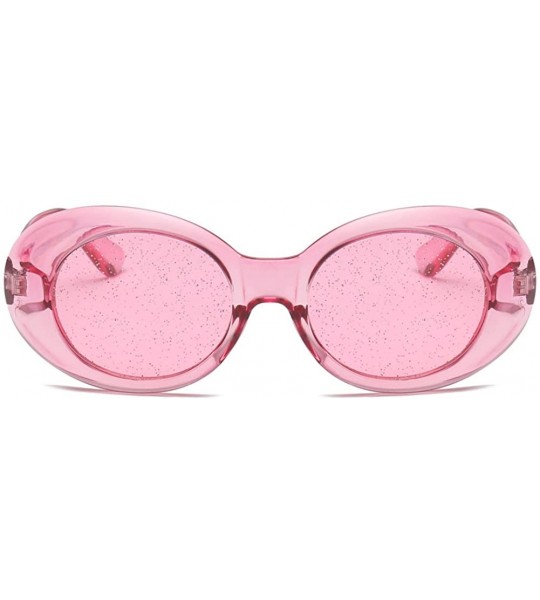 Oval Clear Transparent Sunglasses Women Candy Color Big Oval Frame Sun Glasses Female - Pink - C418DTOTD5L $19.02