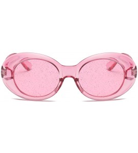 Oval Clear Transparent Sunglasses Women Candy Color Big Oval Frame Sun Glasses Female - Pink - C418DTOTD5L $19.02