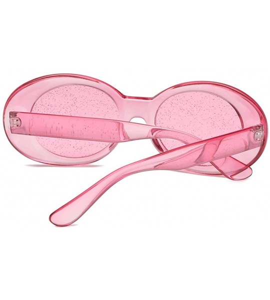 Oval Clear Transparent Sunglasses Women Candy Color Big Oval Frame Sun Glasses Female - Pink - C418DTOTD5L $19.02