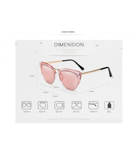 Rimless Transparent Half Frame Women Men Cat Sunglasses Brand Designer UV400 Oversized - Leopard Frame - CA188GAS09Z $23.55