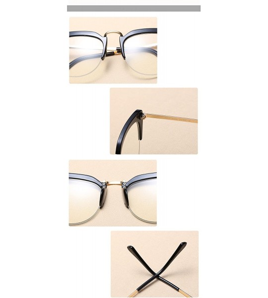 Rimless Transparent Half Frame Women Men Cat Sunglasses Brand Designer UV400 Oversized - Leopard Frame - CA188GAS09Z $23.55