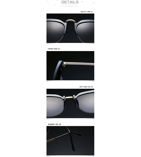 Rimless Transparent Half Frame Women Men Cat Sunglasses Brand Designer UV400 Oversized - Leopard Frame - CA188GAS09Z $23.55