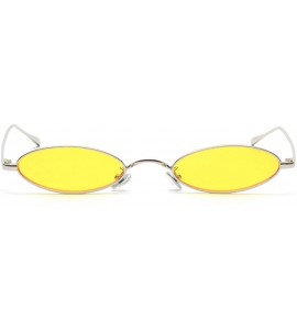 Round punk Small Oval Metal Frame Chic Clear Candy Color Lens Sunglasses - Silver-yellow - CG189HHSALZ $23.49