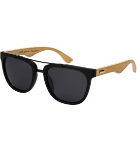 Aviator Polarized Wood Bamboo Square Aviator Sunglasses for Men Women with Double Crossbar 540817BM-P - CT18OIZLAUS $28.90