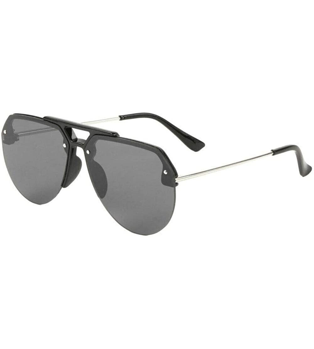 Rimless Semi Rimless Luxury Sport Pilot Aviator Sunglasses - Silver & Black Frame - CP18WO8GI06 $23.89