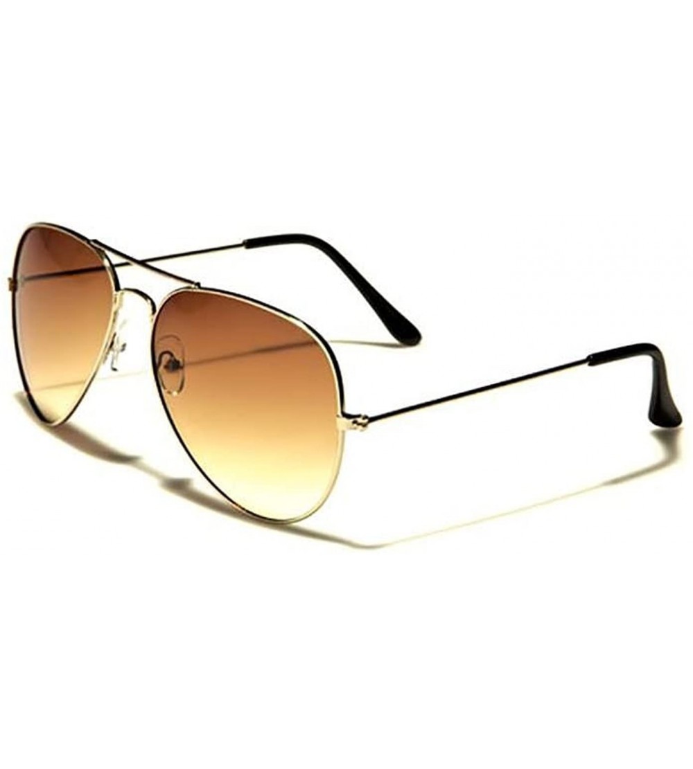 Aviator Gold Aviator Sunglasses - Brown/Gold - CU18DNETNNX $18.57