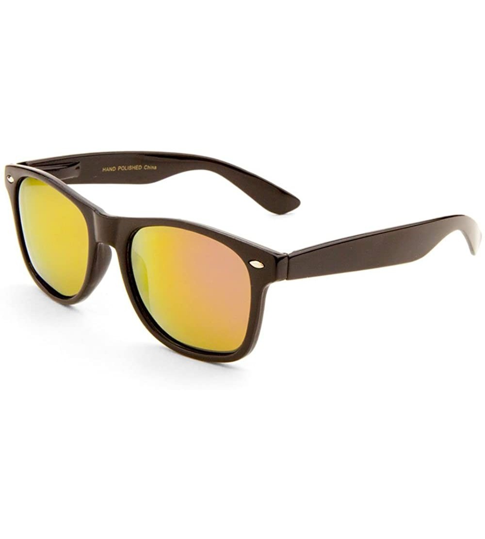 Wayfarer Retro 80's Vintage Sunglasses Color Mirror Lens - Black - CS12O8O288R $17.61