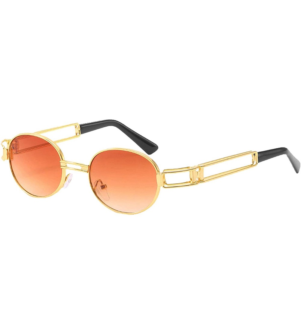 Round Metal Frame Fashion Sunglasses for Women Men Vintage Eyewear - Gradient Brown - C418Q7LOMEE $31.35