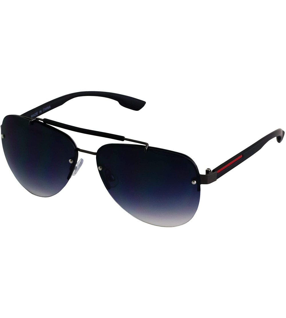 Aviator Oceanic Rimless Fashion Celebrity Aviator Retro Sunglasses Gradient Lens Metal Frame - Black Lens - CG18T4G3S5C $18.98