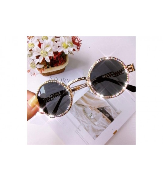 Square 2020 Vintage Round Diamond Sunglasses Women Luxury Red Black Clear Lens Rhinestone Eyeglasses UV400 - 2 - CB198G6R37O ...