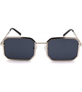 Rectangular Metal Rim Octagonal Rectangle Dad Shade Sunglasses - Silver Solid Black - CT18UXCS4TD $23.86