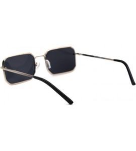 Rectangular Metal Rim Octagonal Rectangle Dad Shade Sunglasses - Silver Solid Black - CT18UXCS4TD $23.86