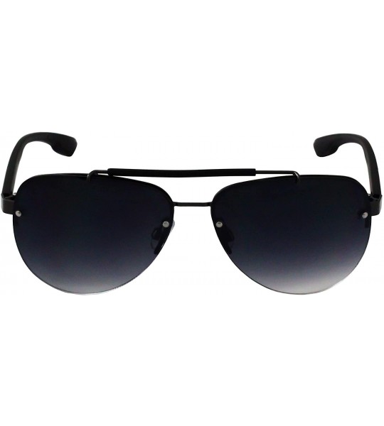Aviator Oceanic Rimless Fashion Celebrity Aviator Retro Sunglasses Gradient Lens Metal Frame - Black Lens - CG18T4G3S5C $18.98