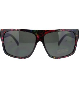 Square Unisex Square Flat Top Sunglasses Bold Macho Fashion Shades - Rainbow Leo - C511OY907KX $17.98