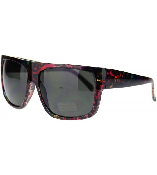 Square Unisex Square Flat Top Sunglasses Bold Macho Fashion Shades - Rainbow Leo - C511OY907KX $17.98