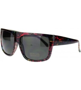 Square Unisex Square Flat Top Sunglasses Bold Macho Fashion Shades - Rainbow Leo - C511OY907KX $17.98