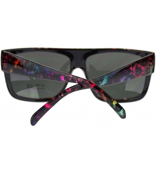 Square Unisex Square Flat Top Sunglasses Bold Macho Fashion Shades - Rainbow Leo - C511OY907KX $17.98