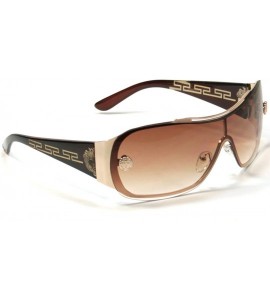 Shield Designer Inspired Shield Sunglasses For Women S3697 - Brown - C511FDKP33X $19.86