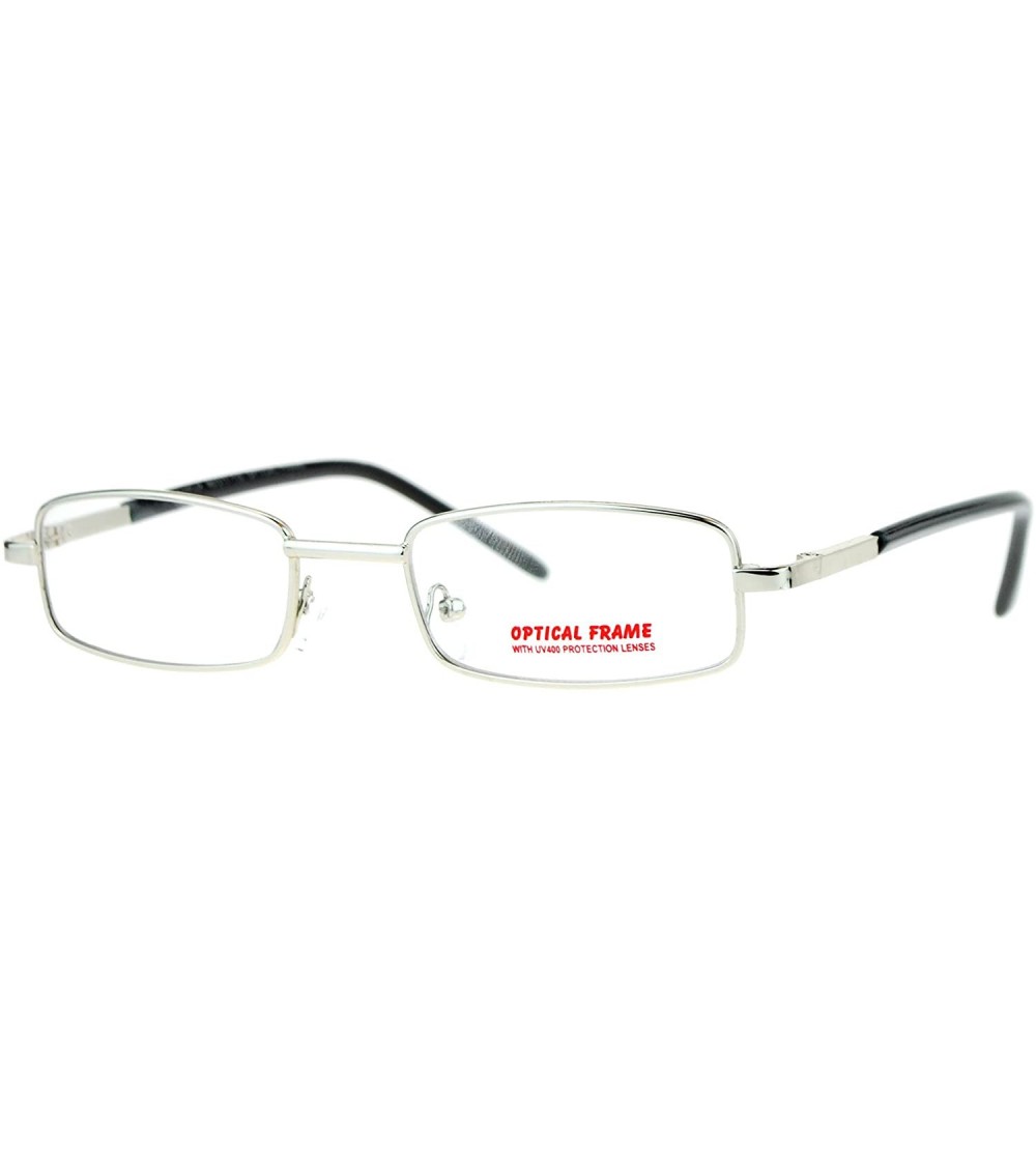 Rectangular Classic Narrow Rectangular Metal Mens Clear Lens Eye Glasses - Silver - CT12NUO3G9H $18.63