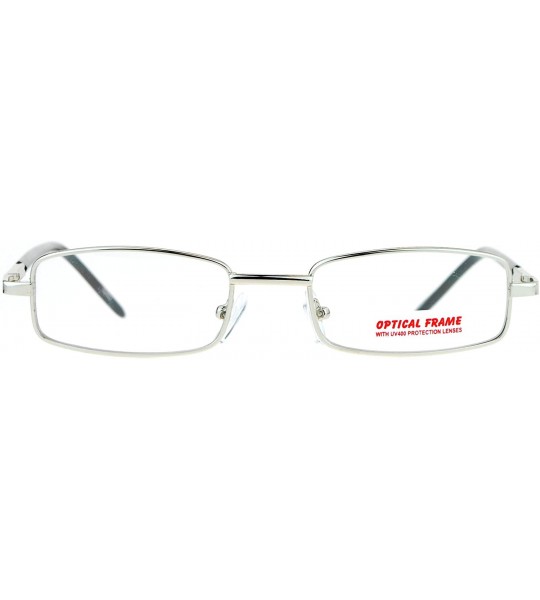 Rectangular Classic Narrow Rectangular Metal Mens Clear Lens Eye Glasses - Silver - CT12NUO3G9H $18.63