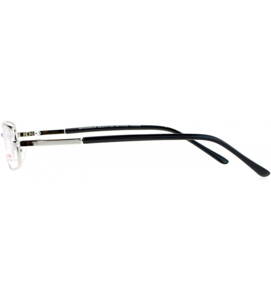 Rectangular Classic Narrow Rectangular Metal Mens Clear Lens Eye Glasses - Silver - CT12NUO3G9H $18.63