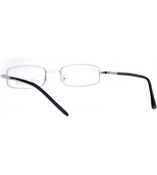 Rectangular Classic Narrow Rectangular Metal Mens Clear Lens Eye Glasses - Silver - CT12NUO3G9H $18.63