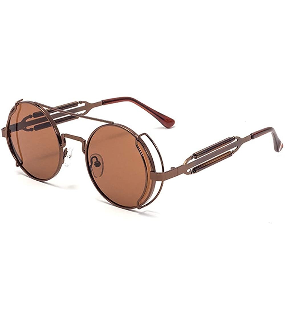 Oval Retro Gothic Steampunk Sunglasses for Women Men Round Lens Metal Frame sunglasses John Lennon Round Sunglasses - CC190MS...