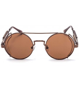 Oval Retro Gothic Steampunk Sunglasses for Women Men Round Lens Metal Frame sunglasses John Lennon Round Sunglasses - CC190MS...