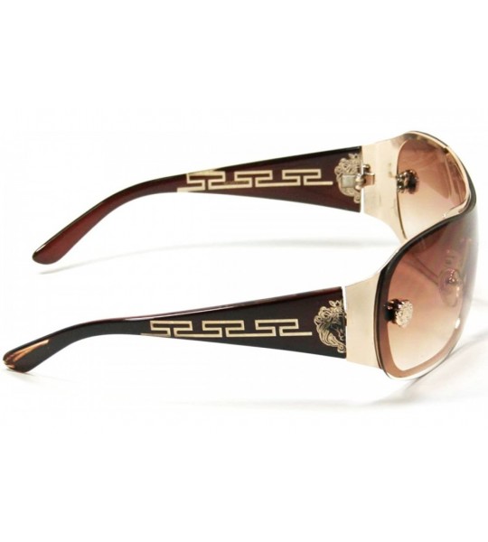 Shield Designer Inspired Shield Sunglasses For Women S3697 - Brown - C511FDKP33X $19.86