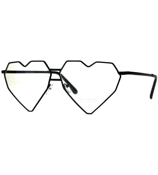 Oversized Womens Clear Lens Fashion Glasses Oversized Angled Heart Shape Eyeglasses - Black - CU180TOWQ04 $19.83