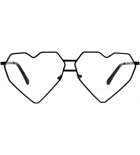 Oversized Womens Clear Lens Fashion Glasses Oversized Angled Heart Shape Eyeglasses - Black - CU180TOWQ04 $19.83