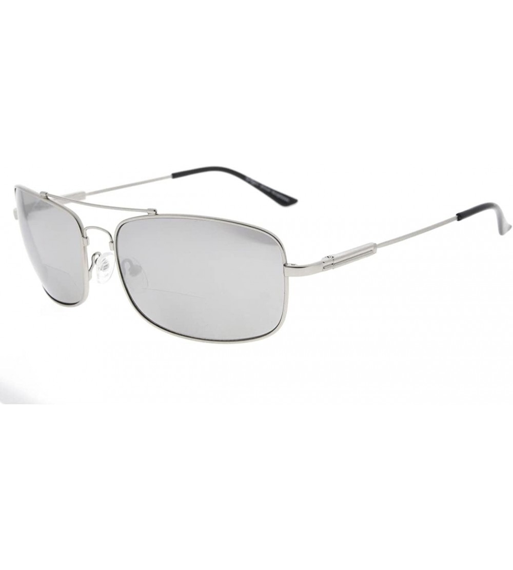 Rectangular Bifocal Sunglasses with Bendable Bridge and Temples Memory Reading Sunglasses Lightweight Titanium - C718C9OMHTX ...