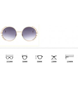 Round Round Frame Pearl Sunglasses Fashion Lady Sunglasses Metal Glasses - 5 - CA190S2UHKZ $59.92