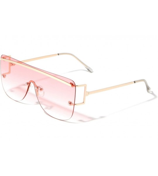 Shield Charleston Flat Top Rimless Round Shield Sunglasses - Pink - CV1974GLH4W $27.61