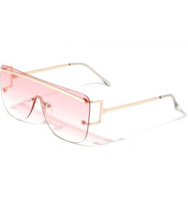 Shield Charleston Flat Top Rimless Round Shield Sunglasses - Pink - CV1974GLH4W $27.61