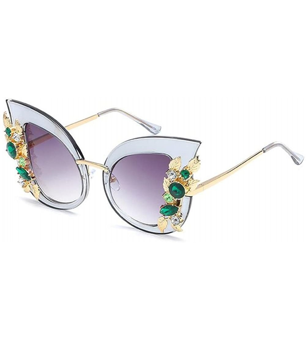 Oversized Woman Cat eye Sunglasses Stylish oversized frame Eyewear with Rhinestones - C7 - CR189L9RILQ $18.58