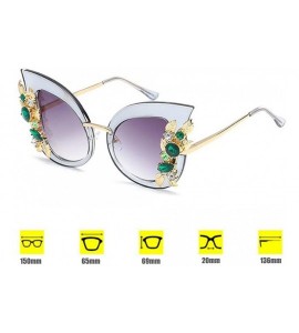 Oversized Woman Cat eye Sunglasses Stylish oversized frame Eyewear with Rhinestones - C7 - CR189L9RILQ $18.58