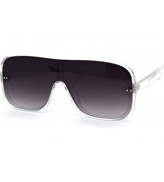 Sport Mens Plastic Shield Racer Retro Gradient Lens Sunglasses - Clear Gradient Black - C119573CGWN $23.68