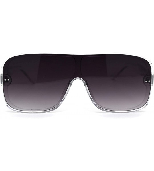 Sport Mens Plastic Shield Racer Retro Gradient Lens Sunglasses - Clear Gradient Black - C119573CGWN $23.68