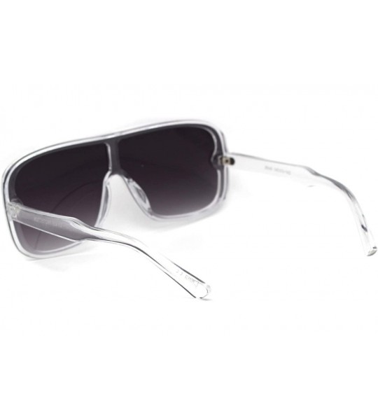 Sport Mens Plastic Shield Racer Retro Gradient Lens Sunglasses - Clear Gradient Black - C119573CGWN $23.68